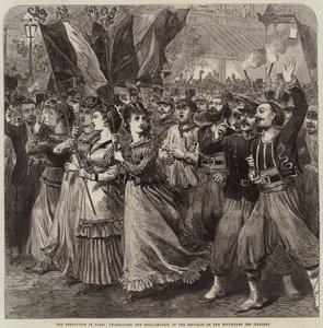 De revolutie in Parijs, viering van de proclamatie van de republiek op de Boulevard des Italiens door Arthur Hopkins