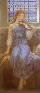 Meisje met Viool door Arthur Hughes