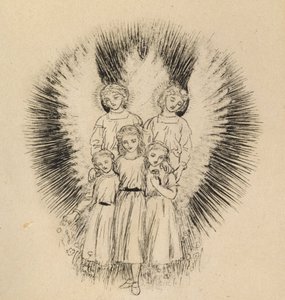 Drie kleine Kinderen op de wijde wijde Aarde door Arthur Hughes