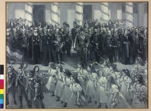 Hulde van de schoolkinderen in Zagreb 1895