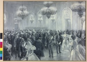 Ontvangst aan het hof ter gelegenheid van het bezoek van Keizer Wilhelm II in Boedapest 1897 door Arthur Lajos Halmi