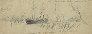 USS Currituck en de sleepboot Seth Low op de Pamunkey-rivier, 1862 door Arthur Lumley