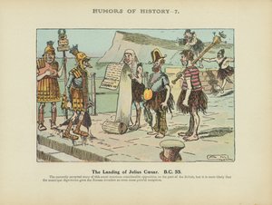 De landing van Julius Caesar. B.C. 55 (kleurenlitho) door Arthur Moreland