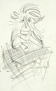 Een grotesk harig hoofd door Arthur Rackham