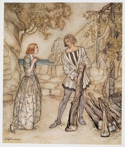 Ach, nu, bid je, werk niet zo hard, illustratie uit William Shakespeares De Storm, uitgegeven 1926