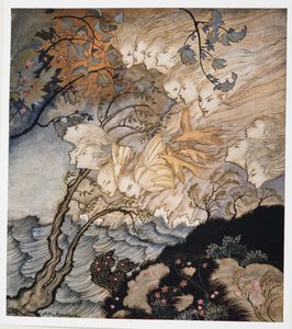 ?. En soms stemmen, illustratie uit William Shakespeares De Storm, uitgegeven 1926 door Arthur Rackham