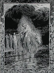 De rivier oversteken door Arthur Rackham