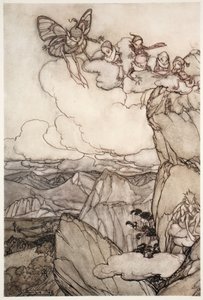 Feeën in bergen, uit Rip Van Winkle door Washington Irving, uitgegeven 1910