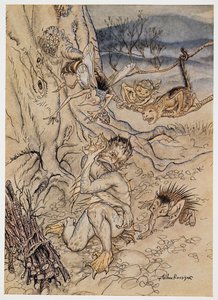 Voor elk kleinigheidje worden ze op mij gezet, illustratie uit William Shakespeares De Storm, uitgegeven 1926 door Arthur Rackham