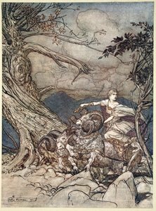 Fricka nadert in woede, 1910 door Arthur Rackham