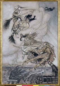 Hey! Up the Chimney Lass! Hey After you!, illustratie in The Ingoldsby Legends of Mirth and Marvels, 1907 door Arthur Rackham