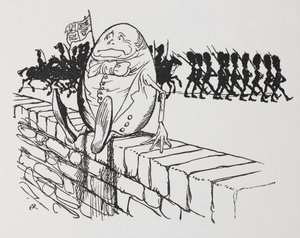 Humpty Dumpty zat op een muur
