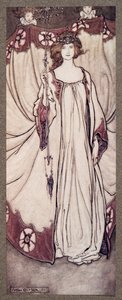 Koningin Mab, die regeert in de tuinen, uit Peter Pan in Kensington Gardens door J M Barrie (1860 - 1937), pub. 1906 door Arthur Rackham