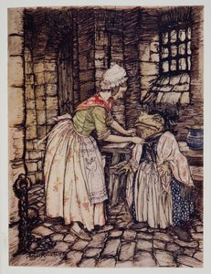 Ze schikte de sjaal met een professionele plooi en knoopte de touwtjes van de roestige bonnet onder zijn kin, uit Wind in the Willows van Kenneth Grahame, pub. 1940