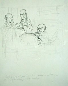 Sir George Savage en Sir James Crichton Browne (1840-1937) geroepen voor overleg over de zaak van de BXXXY en de leden door Arthur Rackham