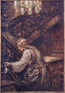 Dus pakte ze hem met twee vingers en droeg hem naar boven, uit De Sprookjes van de Gebroeders Grimm, pub. 1909