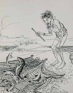 De visser die fluit, illustratie uit 