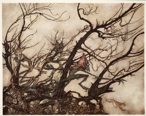 De Indianen beschouwden hen als de woonplaats van geesten., uit Rip Van Winkle door Washington Irving, uitgegeven 1910