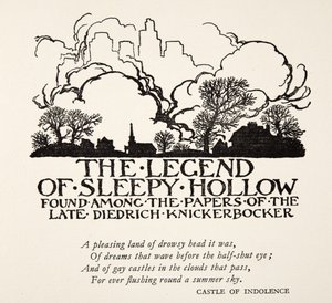 De Legende van Sleepy Hollow, uit De Legende van Sleepy Hollow door Washington Irving (1783 - 1859), pub. 1928 door Arthur Rackham