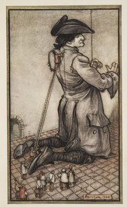 De Lilliputaanse Kleermakers Maken Een Nieuw Pak voor Gulliver, uit Gullivers Reizen door Jonathon Swift, pub. 1909 door Arthur Rackham