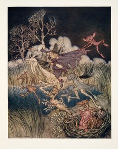 De nachtmerrie, met haar hele negenvoudige ?, uit De Legende van Sleepy Hollow door Washington Irving (1783 - 1859), pub. 1928 door Arthur Rackham