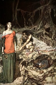 Het hof van Grimhilde, de moeder van Hagen