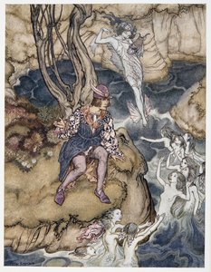 Deze muziek kroop langs mij over het water, illustratie uit William Shakespeares De Storm, uitgegeven 1926 door Arthur Rackham