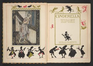 Titelpagina en frontispice uit Assepoester, naverteld door C.S. Evans, en geïllustreerd door Arthur Rackham door Arthur Rackham