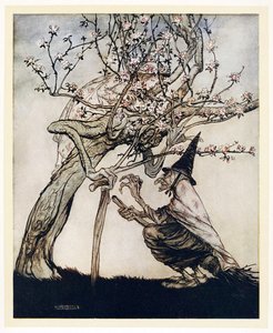 Boom van mij! O boom van mij! Heb je mijn stoute kleine meid gezien?, uit Engelse sprookjes, pub. 1922 door Arthur Rackham
