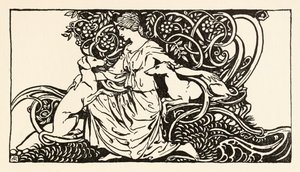 Tuiren met Bran en Sceólan, uit The Birth of Bran in Irish Fairy Tales door Arthur Rackham