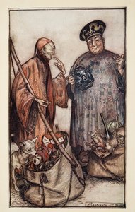 Twee van die Wijzen ?. Zoals Kramers Onder Ons, uit Gullivers Reizen door Jonathon Swift, pub. 1909 door Arthur Rackham