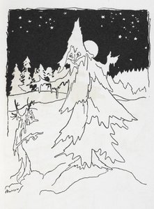 Twee boom-mannen in een besneeuwd bos door Arthur Rackham