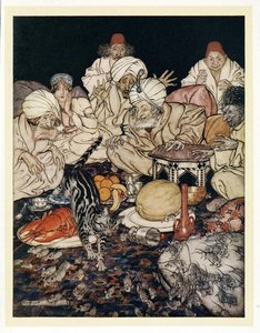 Toen Poes de ratten en muizen zag, wachtte ze niet om te worden verteld, uit Engelse sprookjes, pub. 1922