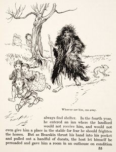 Wie hem zag, rende weg, uit Kleine Broer & Kleine Zus en andere verhalen door de Gebroeders Grimm, pub.1917 door Arthur Rackham