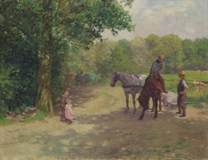 Landschap met paard en wagen