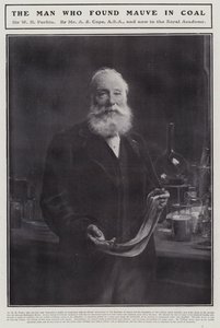 William Henry Perkin, Engelse chemicus die de eerste synthetische organische kleurstof, mauveïne, ontdekte door Arthur Stockdale Cope