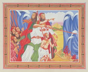 De Scheiding van de Rode Zee door Arthur Szyk