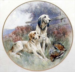 Een Paar Setters Bewaken een Koppel Korhoenders door Arthur Wardle