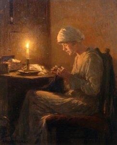 Handwerk bij kaarslicht