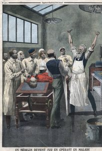 Een chirurg werd gek toen hij een patiënt opereerde in een ziekenhuis in Razomin, Chita, Rusland door Artist Unknown