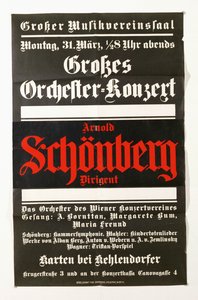 Een poster die een concert met werken van Schönberg aankondigt (poster) door Artist Unknown