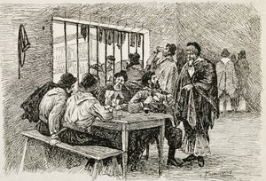 Argentinië (20e eeuw). “Pulperia”, een taverne en slijterij. Illustratie door T.Tamarera. Gravure