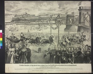 Aankomst van het keizerlijk paar bij de hofopslag in Boedapest op 29 januari 1866 door Artist Unknown