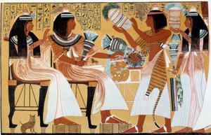 Kunst Egypte: Ipuy en zijn familie. Fac simile gereproduceerd uit de tombe van d