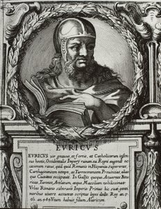 EURIC (420-484). Koning van de Visigoten (466-484). Gravure. door Artist Unknown