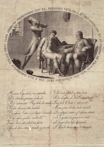 FERDINAND VII van Spanje (1784-1833). Koning van Spanje (1808-1833). Gevangenschap van Fernando VII in Frankrijk. Ets. SPANJE. ANDALUSIË. CADIZ. San Fernando. Gemeentelijk Historisch Museum