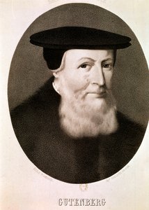 GUTENBERG Johannes: Portret (ets) door Artist Unknown