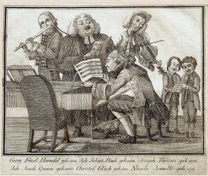 Georg Friedrich Haendel (1685-1759) (aquarel en inkt op papier) door Artist Unknown
