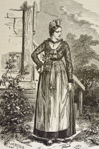 Duitsland (19e eeuw). Maatschappij (1879). Elzas. Vrouwen in de regio. Op dit moment werd Elzas gehouden door de Duitse Rijksdag (1871-1918). Gravure. Privécollectie