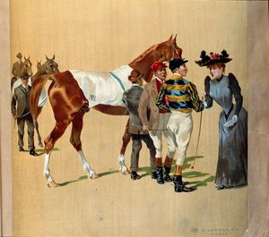 Paardenrennen: de laatste tips voor de race, begin 20e eeuw (print) door Artist Unknown